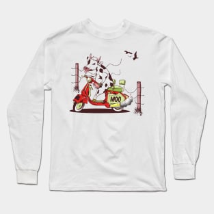Cow riding a motorcycle Long Sleeve T-Shirt